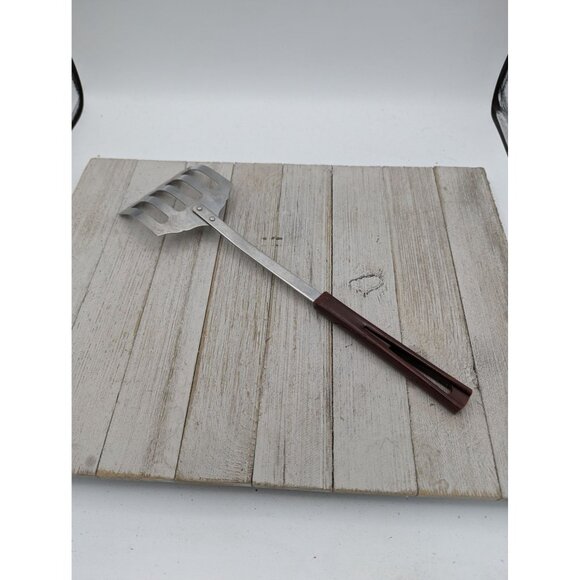 Stanhome USA #2 Stainless Slotted Spatula Turner Brown 13" Scalloped Curved - Picture 4 of 8